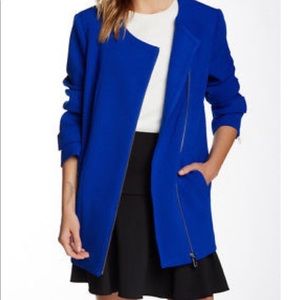 Vince Camuto Blue Asymmetrical Zipper Jacket
